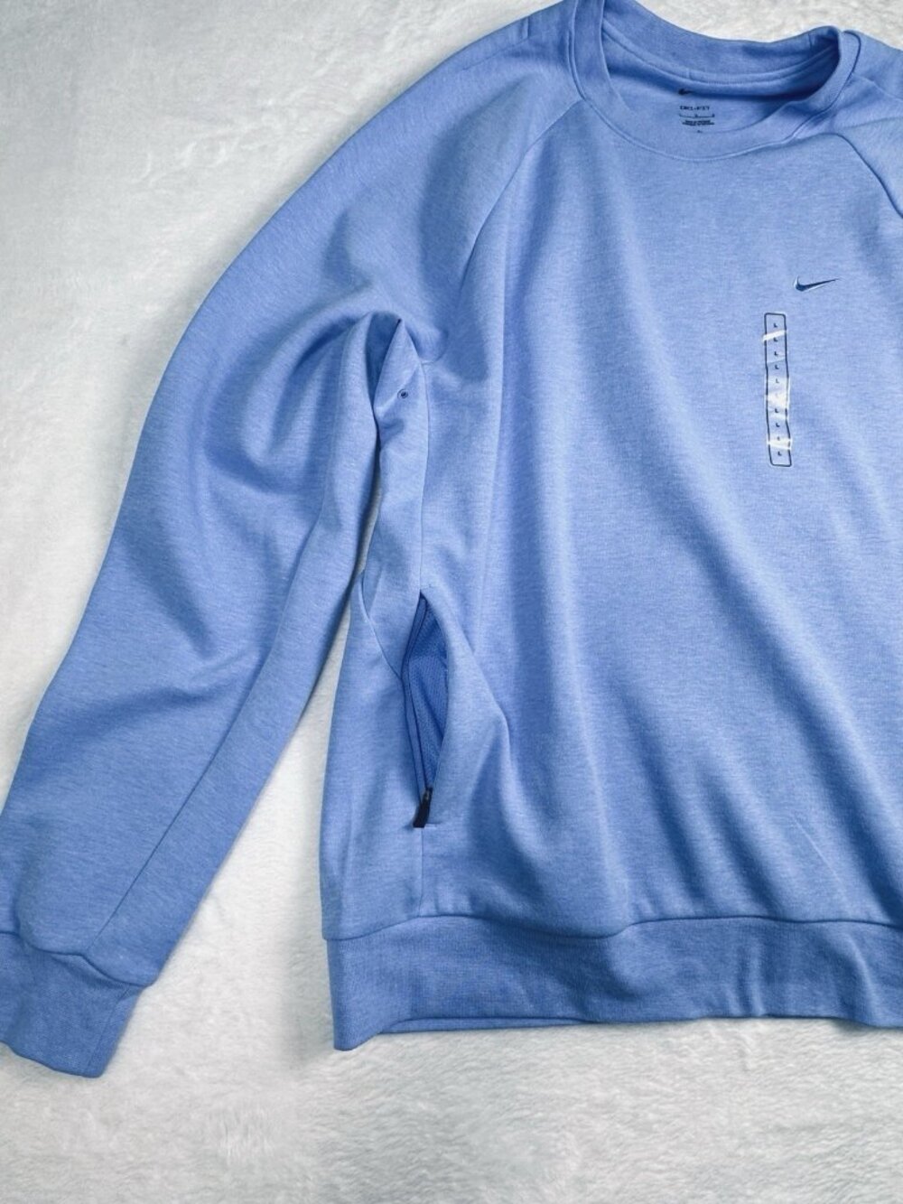 Nike Mens Primary Fleece Dri-FIT UV Performance Crew Neck Blue Large Pockets NWT - Picture 9 of 16